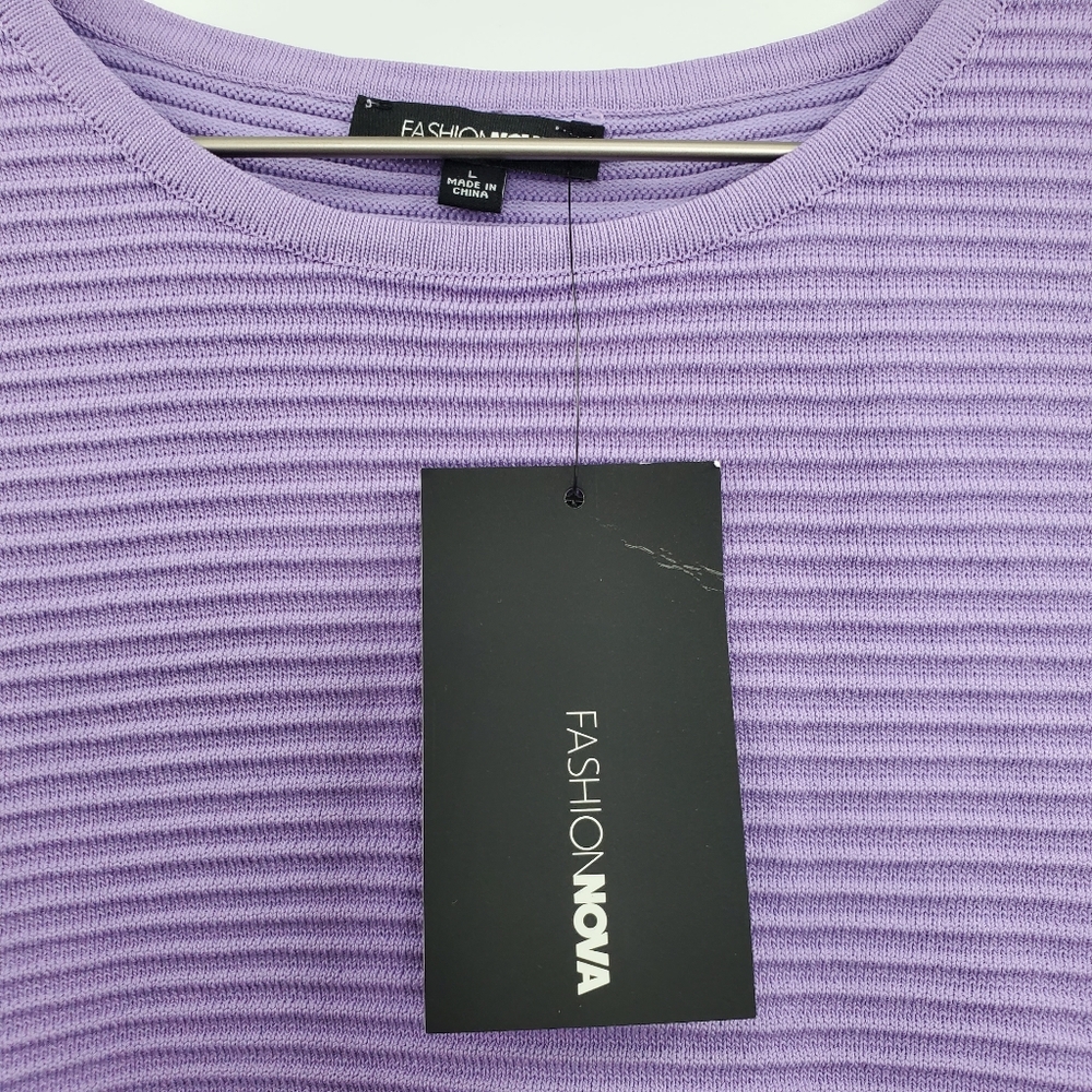 Fashion Nova Put Your Game On Sweater Lavender Ribbed Knit Sleeveless NEW - Picture 7 of 8